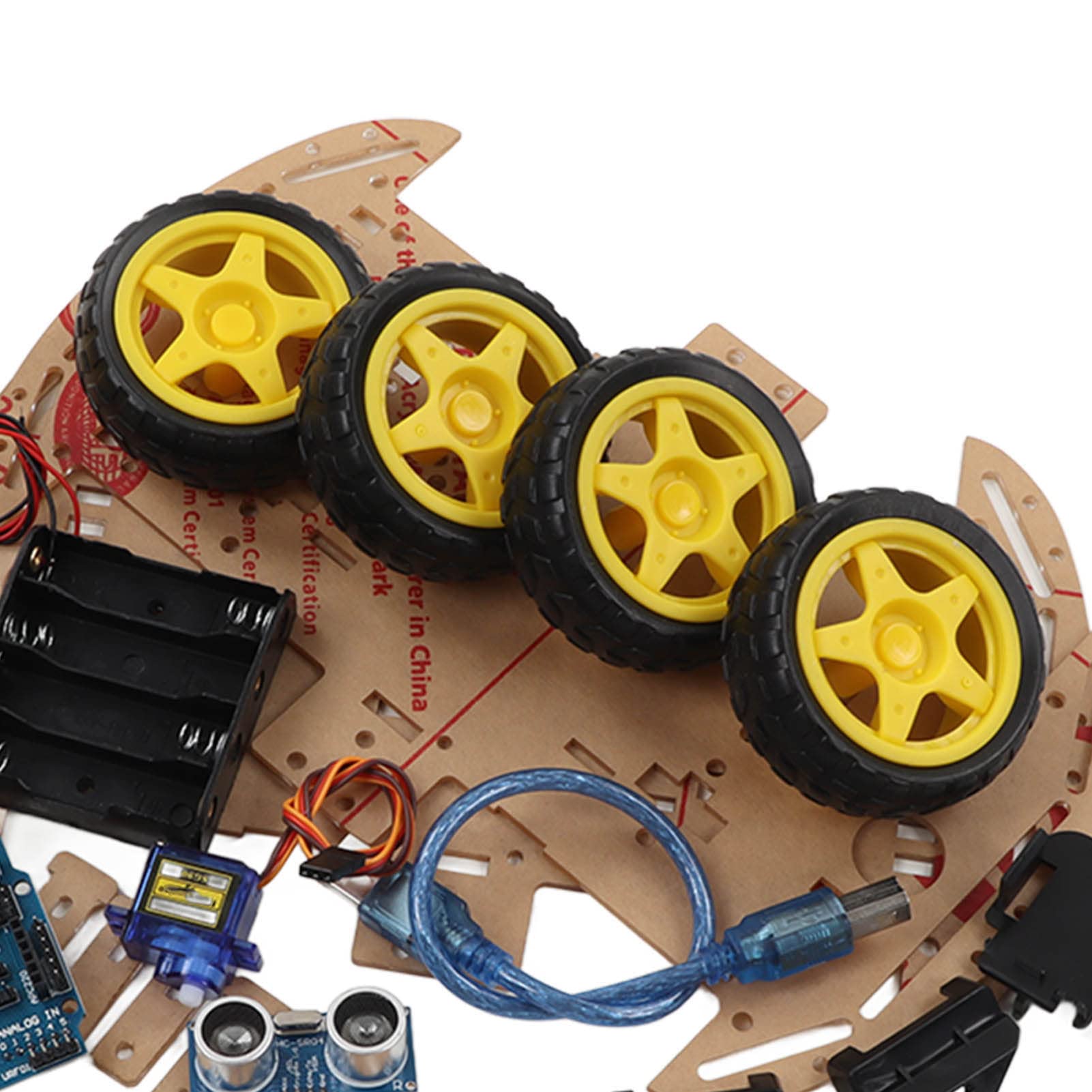 Intelligentes Roboterauto-Chassis-Kit, 4WD-DIY-Roboterautoplattform, komplettes Tracking-Motorsystem mit 20-Draht-Tachometercode und fotoelektrischer Pistole, inklusive