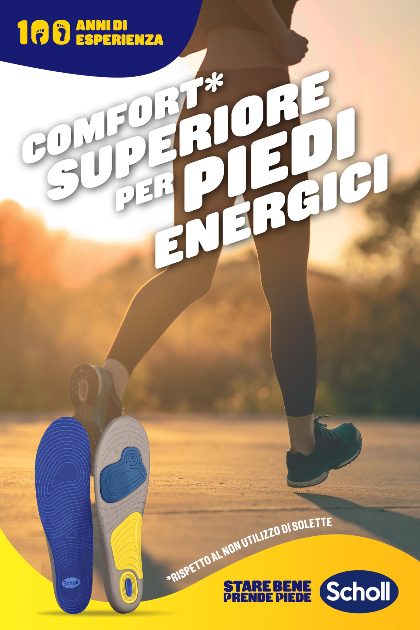 Scholl Solette Gel Activ Running, Solette da Donna per Scarpe da Corsa, Taglia 35.5-40 EU/S, Confezione da 1 Paio