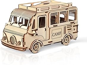 Cuteefun 3D Holzmodelle Bausätze Erwachsene, Camping Wohnmobil, Hölzerne Mechanische 3D Puzzle, Baukasten Holz, Geschenkideen für Jungen Mädchen Teenager Männer und Frauen