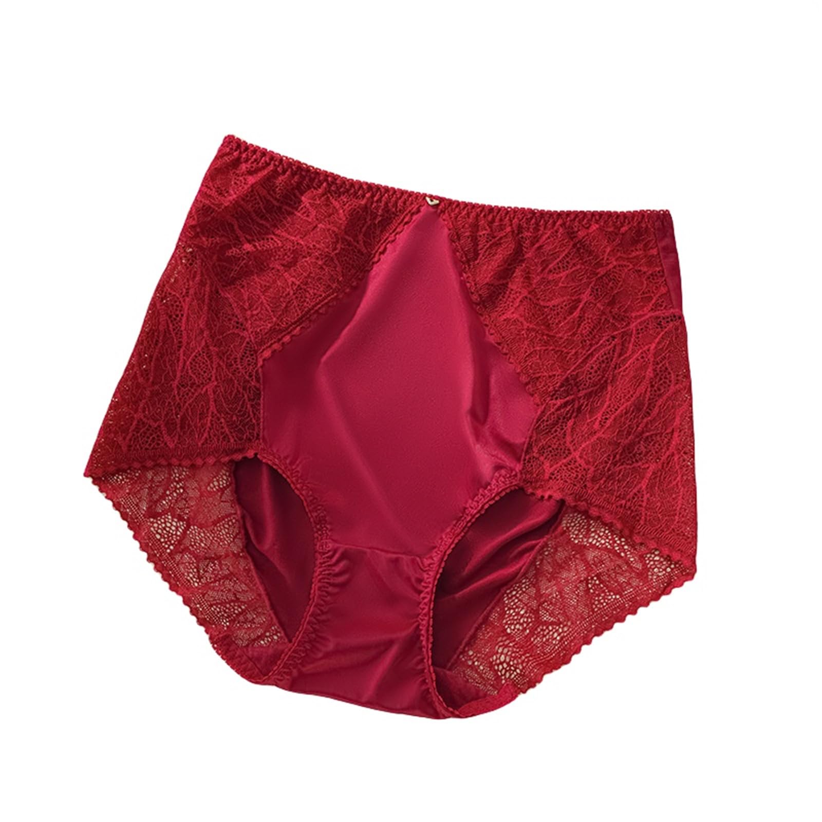 Bragas Hipster Mujer Bragas De Encaje De Cintura Alta con Costuras De Satén para Calzoncillos De Talla Grande para Mujeres 3 Paquetes