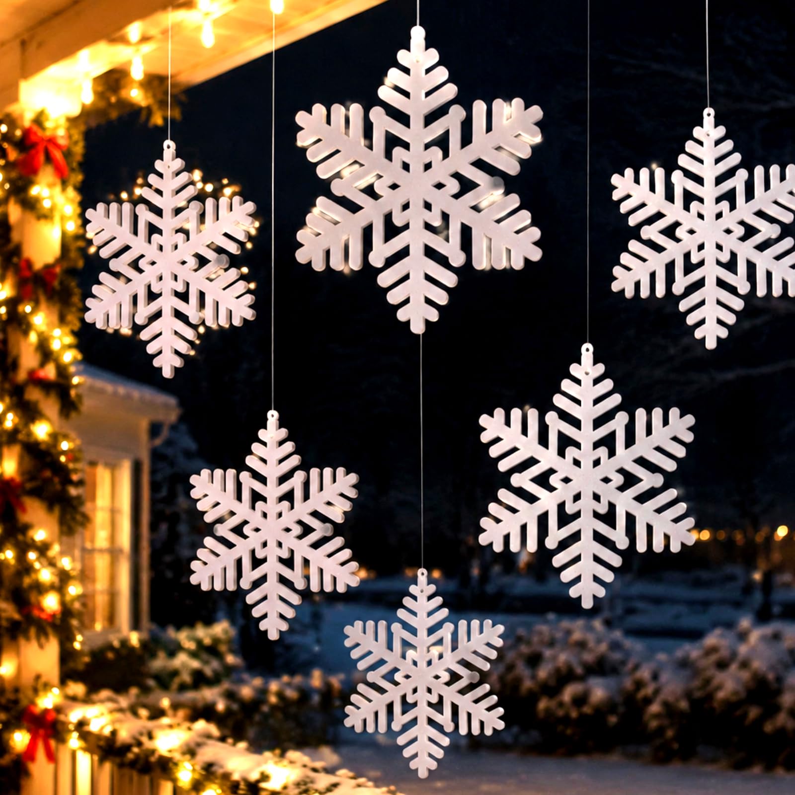 Vicenpal 12 fiocchi di neve grandi in legno ornamenti 30,5 cm fiocco di neve in legno decorazione esterna natale appeso fiocco di neve ornamenti per finestre fiocchi di neve decorazioni invernali per