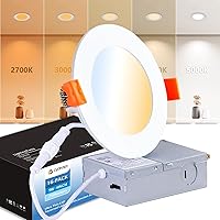 Vista 14 de CycevSun Luces empotrables negras sin lata de 6 pulgadas, iluminación exterior de soffito, regulables y 3000 K, 4000 K, 5000 K, seleccionables, 12