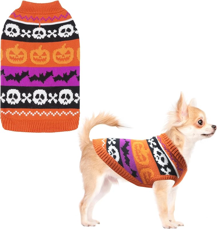 Suéter de Halloween para Cães e Gatos em Tricô Macio Laranja KOOLTAIL Tamanho S