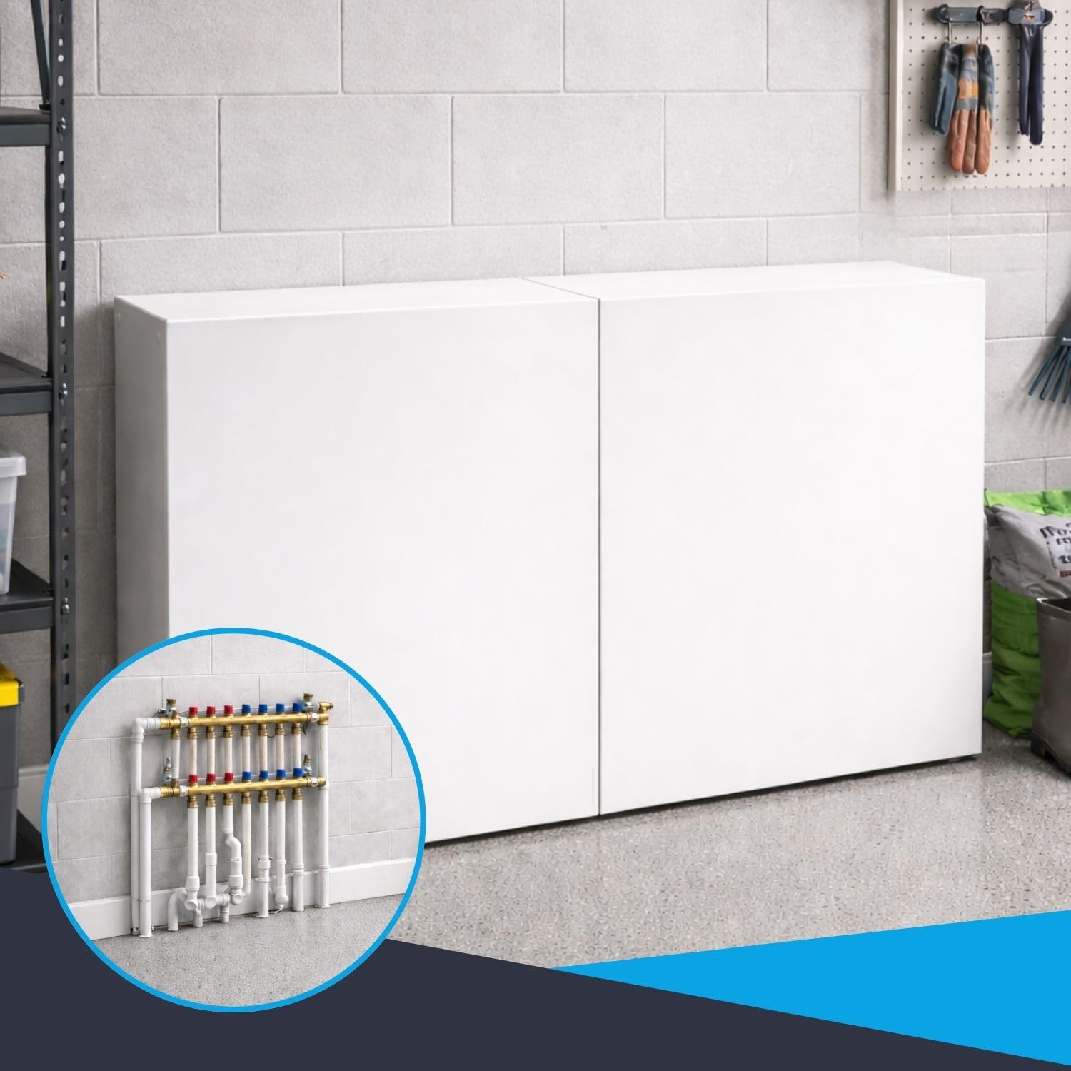 Cubierta de fontanería ajustable acero blanco 450 x 355 a 650 x 150 mm