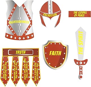 Watersay 12 Sets Armor of God Cutouts Armor of God Craft Kit for Kids Armor of God Costume Christian Bible Sunday School a...