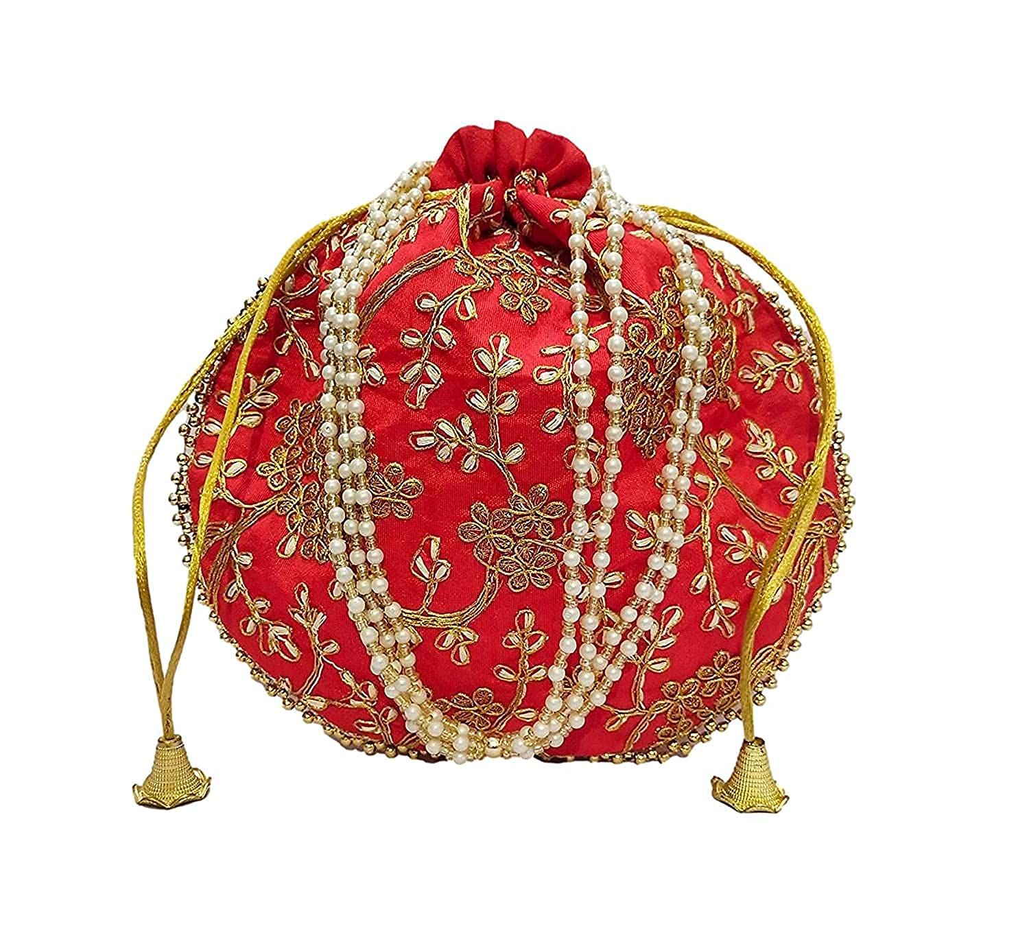 ATHZ Potli Bag Velvet for ladies traditional Indian Wristlet women handbags with Drawstring Ethnic Embroidery Fashion Potli