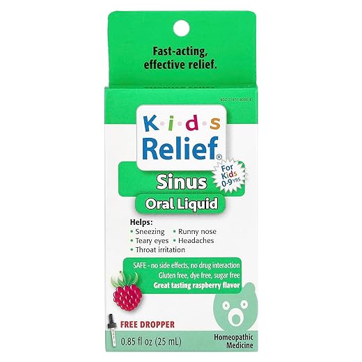 Kids Relief for Sinus-Oral Liquid for Ages 0-9 Years Raspberry, 0.85 Fl Oz