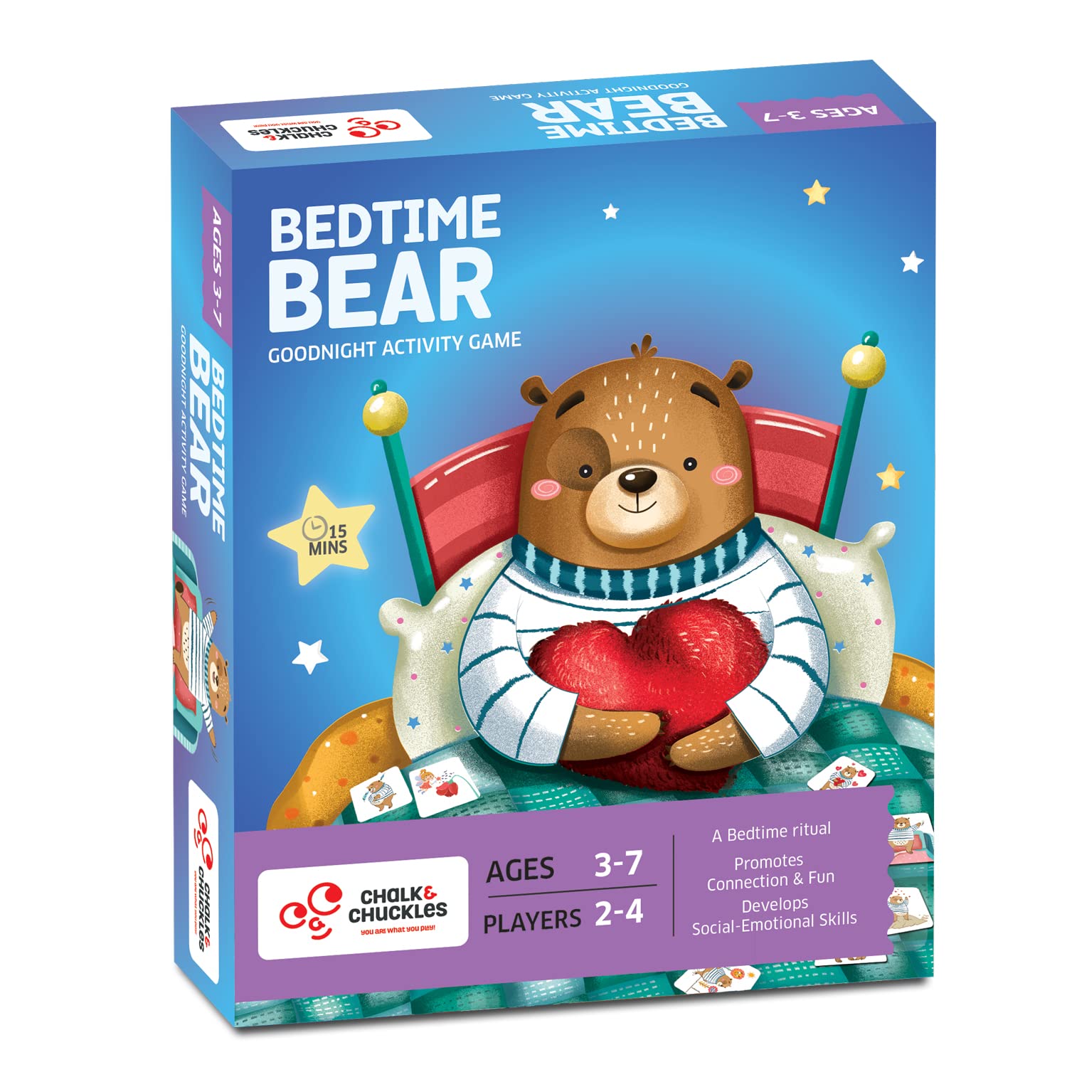 Chalk and Chuckles Bedtime Bear Card Game for Kids Age 3-7, Super Fun Bedtime Activity, Family Game, Gifts for Boys, Girls