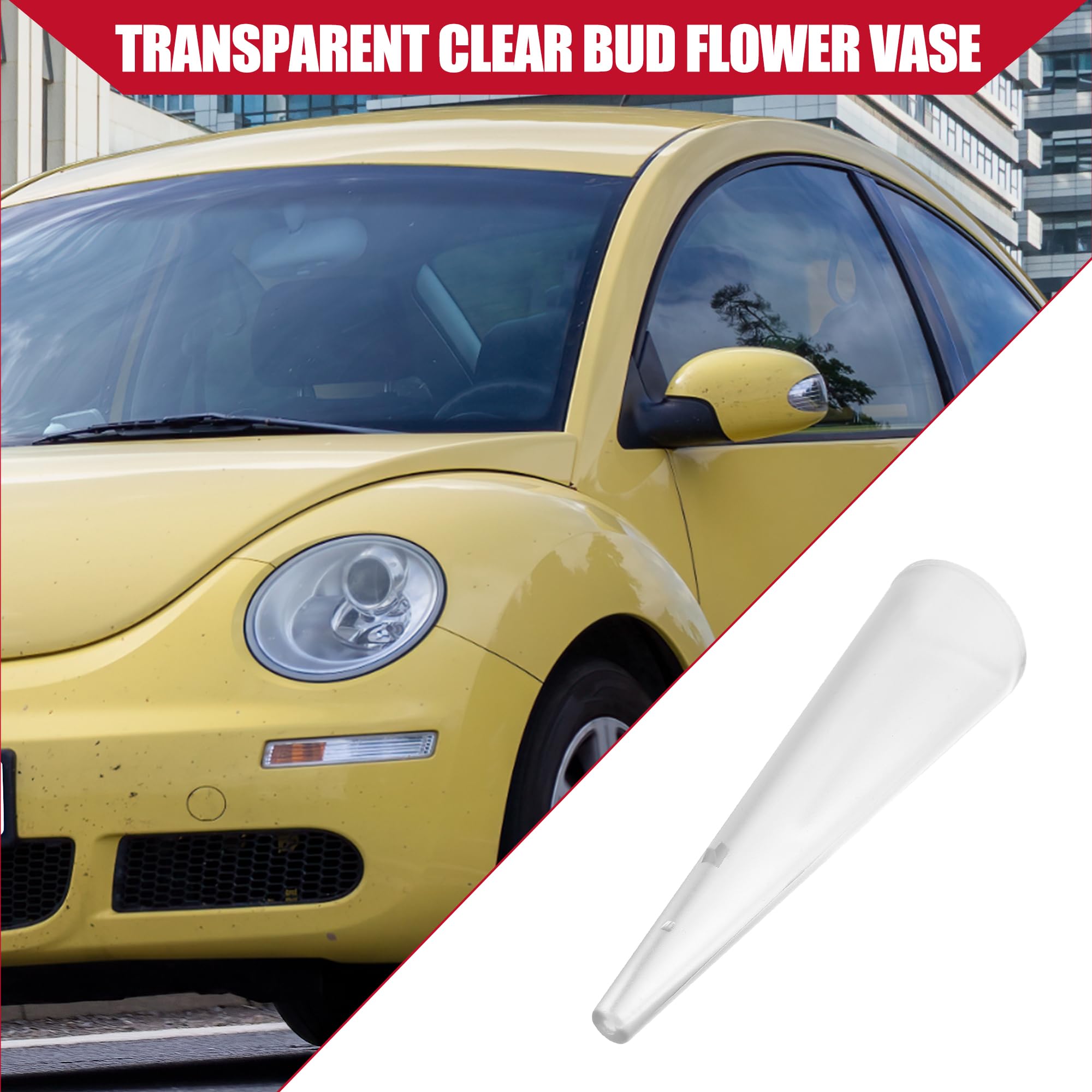 Hihaha Car Transparent Bud Flower Vase for VW New Beetle 1999-2010 for VW New Beetle Cabriolet 2003-2010 / Outer/Durable Plastic / 1 Pcs