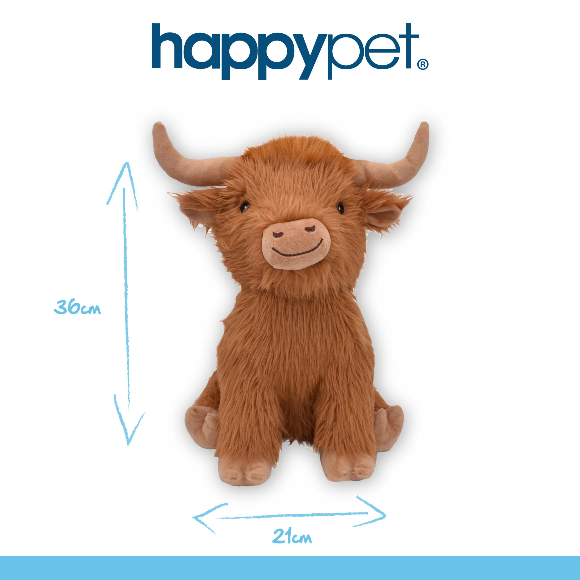happypet Vache des Highlands Jumbo Jouet en Peluche pour Chien – Personnage en Peluche Super Doux, agréable pour Les Animaux de Compagnie, Compagnon Confortable