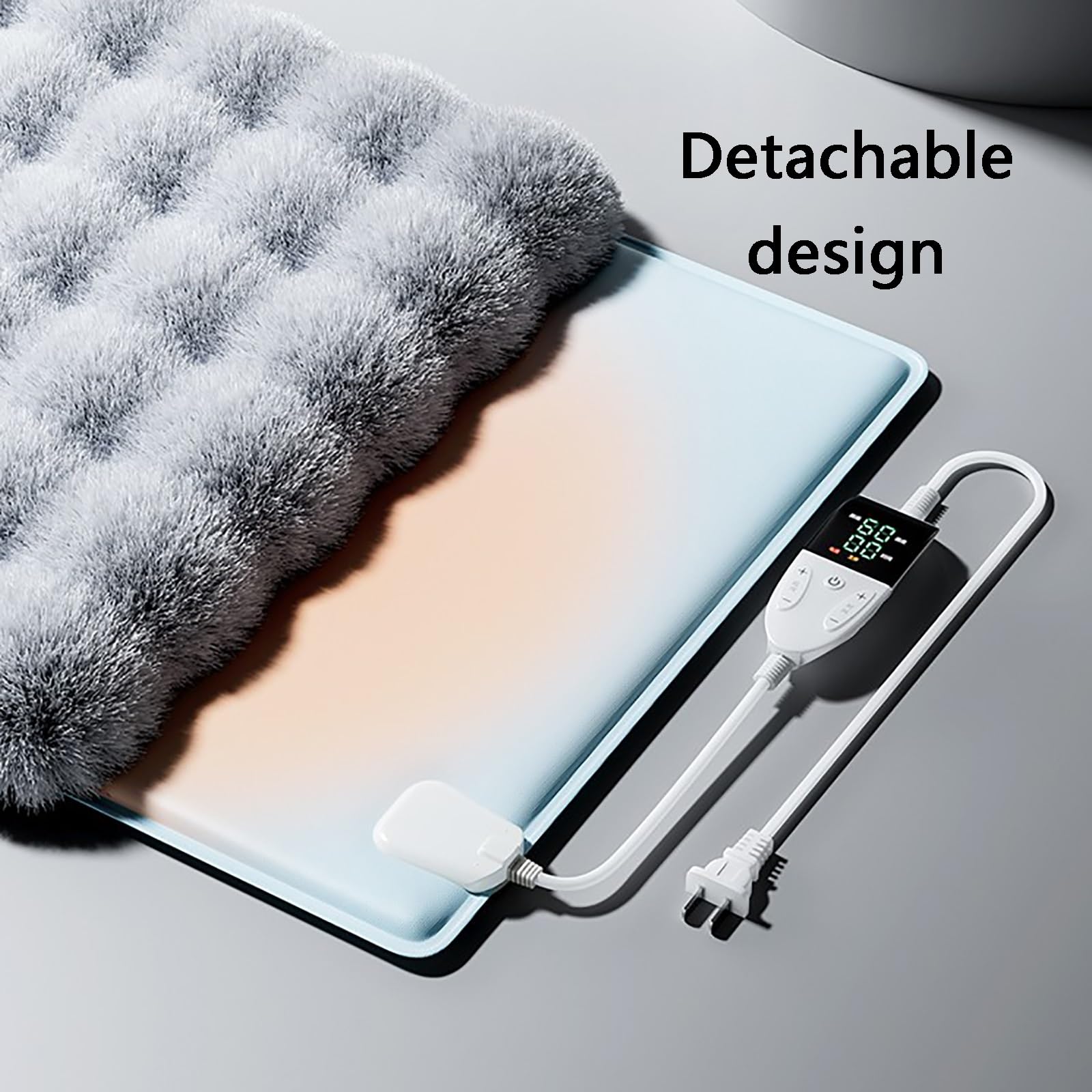 Manta Térmica para Perros, Alfombrilla Calefactora para Mascotas, Temperatura Ajustable, Funda Extraíble, Segura y Cómoda, Ideal para Climas Fríos(Gray,Large)
