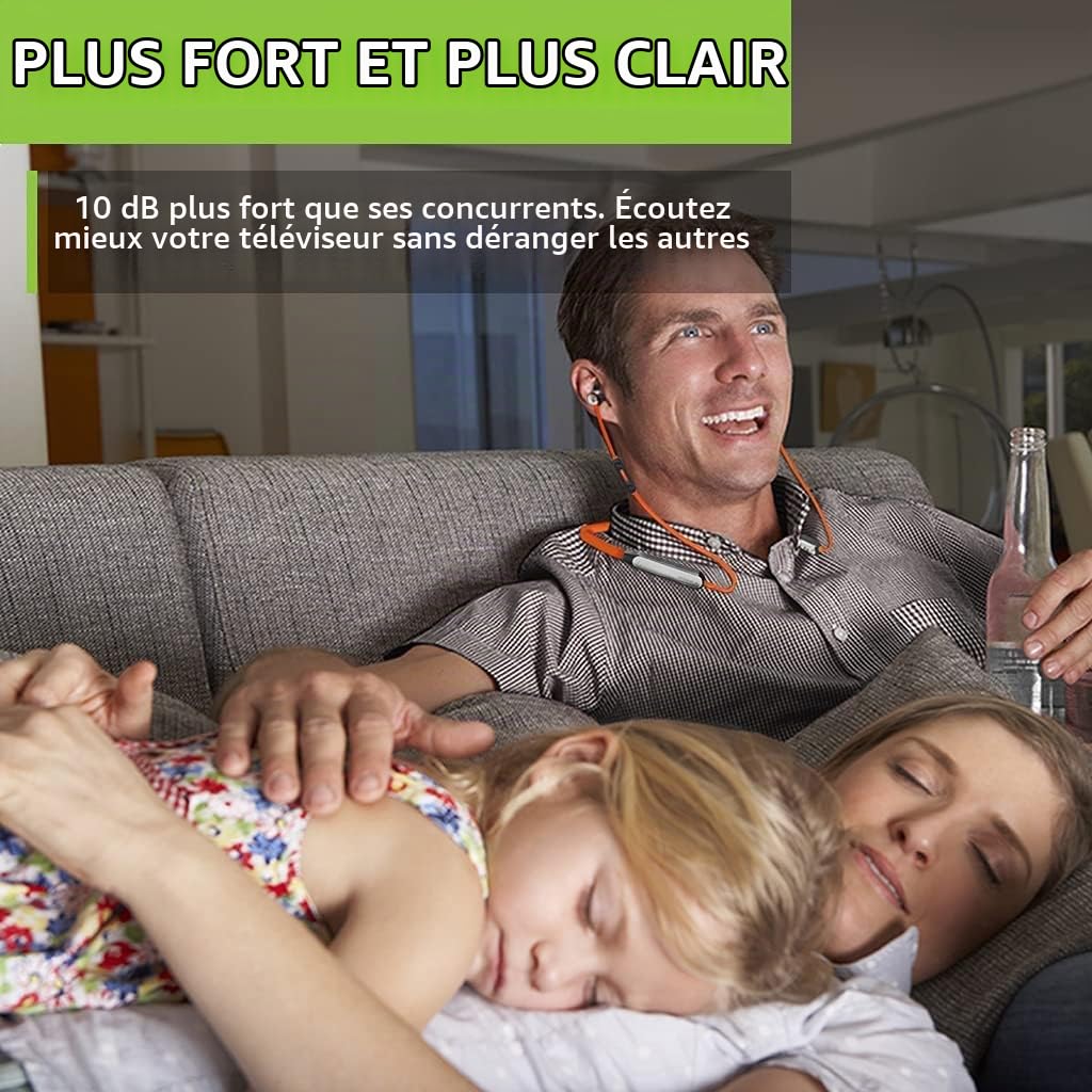 Avantree Medley Clear - Écouteurs sans-Fil télévision à émetteur Bluetooth et Station de Charge, Dialogues clairs, Volume amélioré, Connexion directe Barre de Son, Casque Tour de Cou TV, Batterie 20H