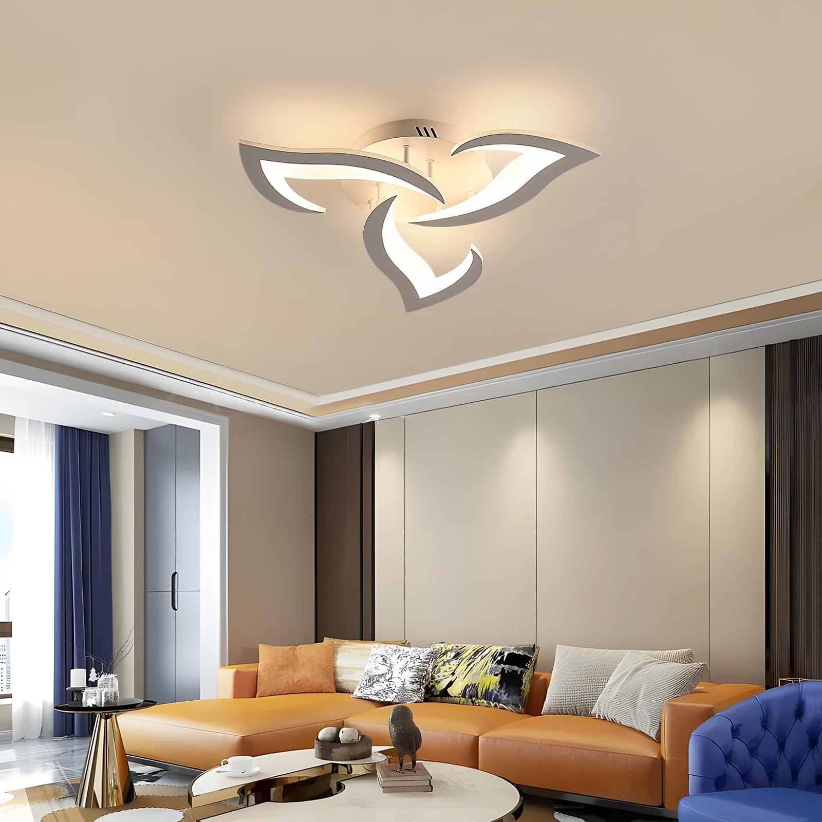 Comely Lámpara de Techo LED 36 W – Diseño Flor Blanca 52 cm – Luz Cálida 3000 K – Moderna para Salón, Dormitorio y Cocina