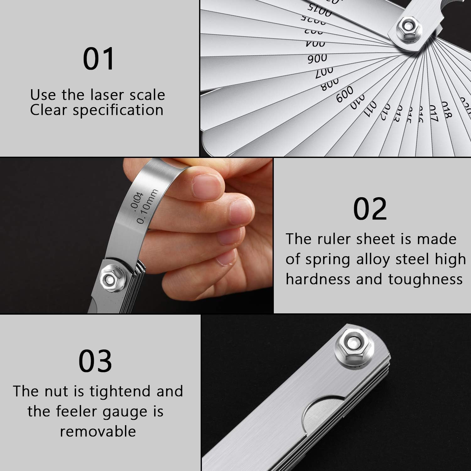 2 Pieces Steel Feeler Gauge Dual Marked Metric and Imperial Gap Measuring Tool (26 Blades Feeler Gauge) : Industrial & Scientific