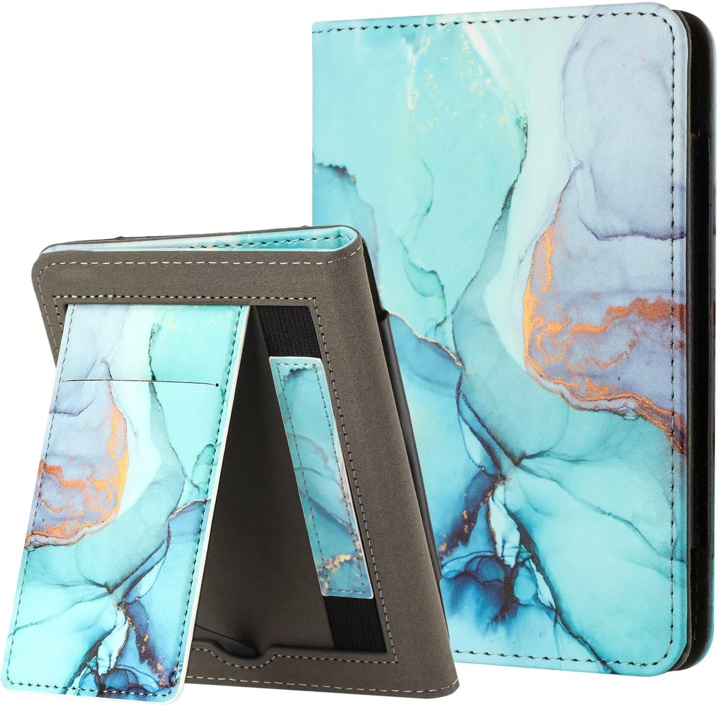 for 6" Kindle Paperwhite 5/6/7th Generation Case 2012,2013,2015,2016 Version (Model: EY21 / DP75SDI), PU Leather Stand Hard Cover, Auto Wake/Sleep with Hand Strap & Card Slot, Green Marble