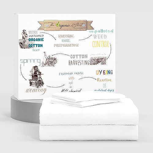 Miniatura 1 de Purity Home juego de sábanas suaves, frescas y ecológicas de 300hilos de percal de 100% algodón orgánico, 4piezas, para colchones altos, para