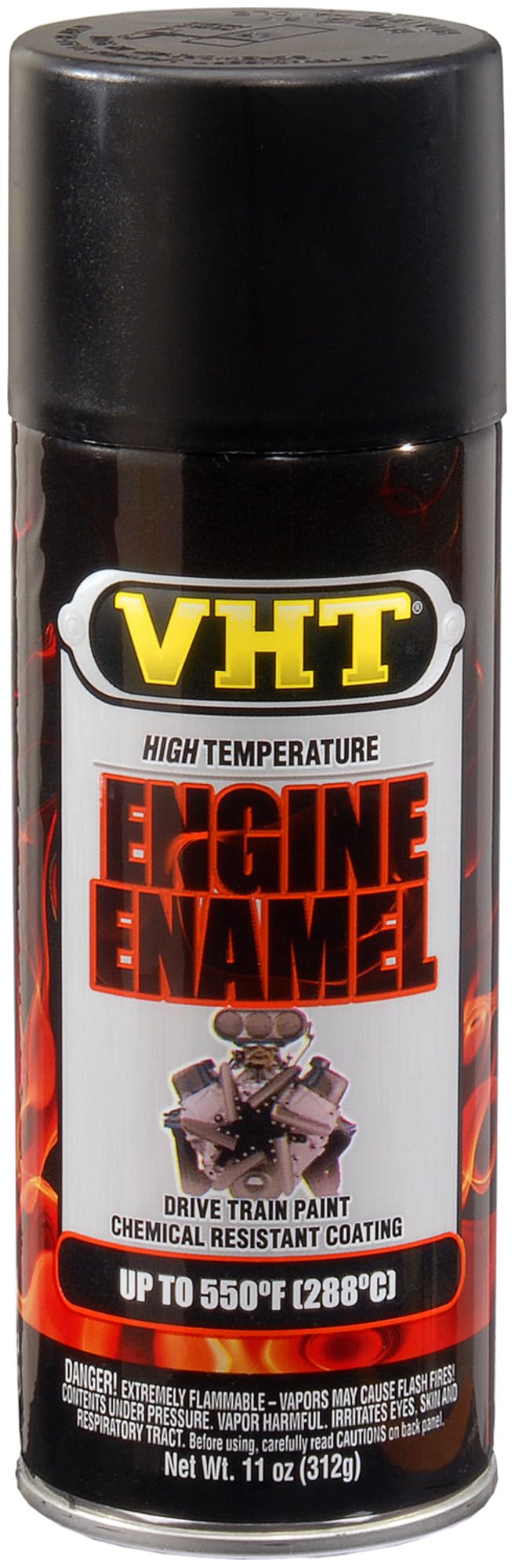 VHT Engine Enamel, Flat, Black, 11 oz