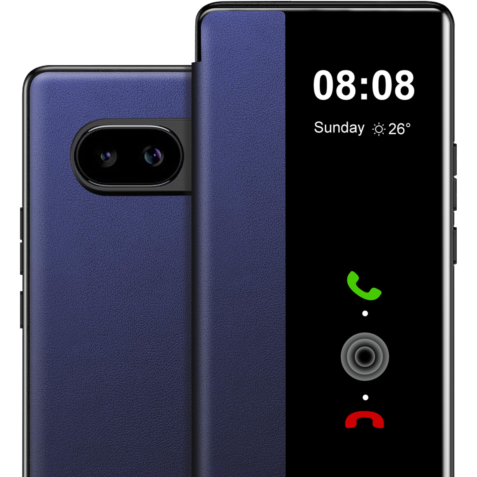 Google Pixel 9A étui à rabat transparent bleu coque en cuir rigide et polycarbonate 6,3 pouces - 8