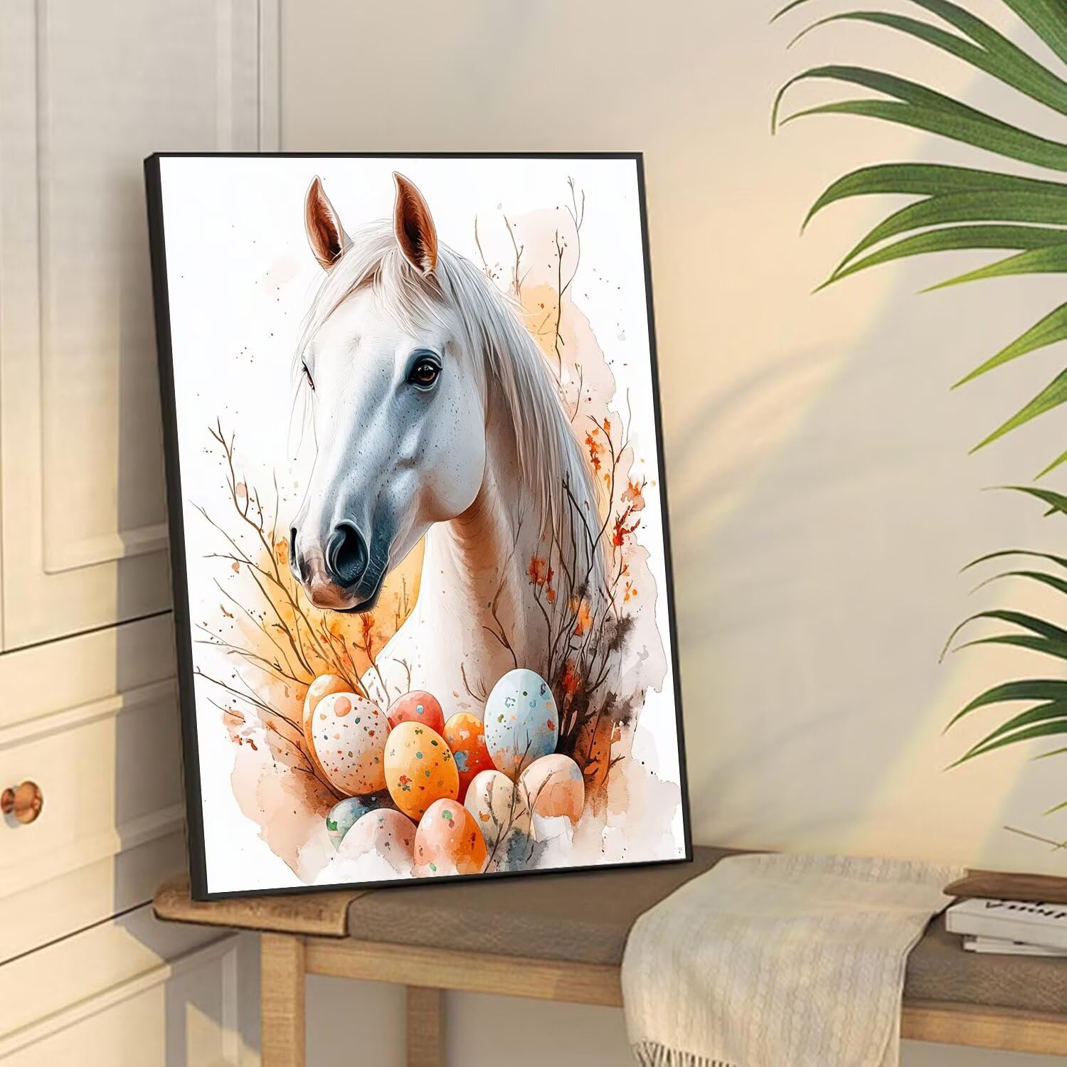 Diamentowe malowanie koni Dorośli, Pisanka Diamentowe Malowanie Diamentami, Pełny Zestaw Diamentowe Malarstwo,Pełny Kryształ Gem Cross Stitch Zestaw Początkujących,Dekoracja ścienna 100x135cm 0U-329