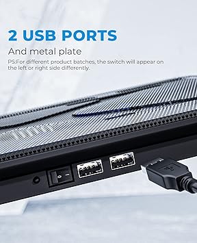 havit HV-F2056 15.6-17 Laptop Cooler Cooling Pad - Slim Portable USB Powered (3 Fans), Black/Blue