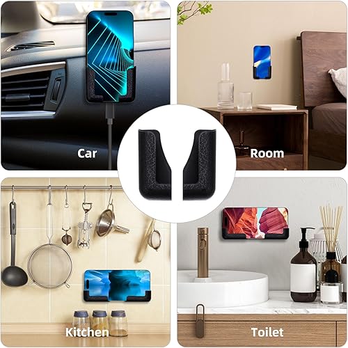 Miniatura 7 de Bewudy 2 pares de soportes multifuncionales para teléfono móvil, autoadhesivo, soporte de teléfono para automóvil, soporte ajustable para teléfono,