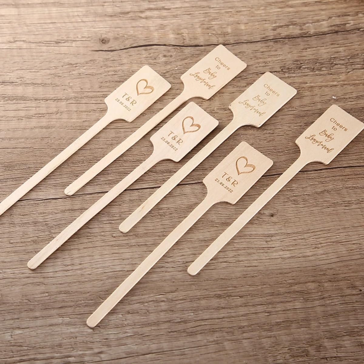 Personalized Wedding Wooden Drink Stirrers,Custom Wooden Stir Sticks for Wedding Cocktails Bridal Shower Birthday Sticks (18cm,100Pcs)
