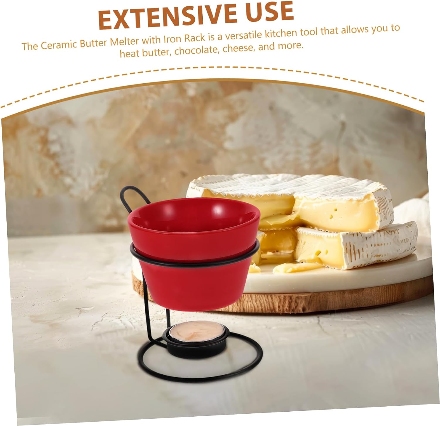 Cabilock 2Sets Ceramic Butter Warmer Fondue Melting Stove for Chocolate and Cheese Tealight Burner with Stand for Fondue Parties and Gatherings
