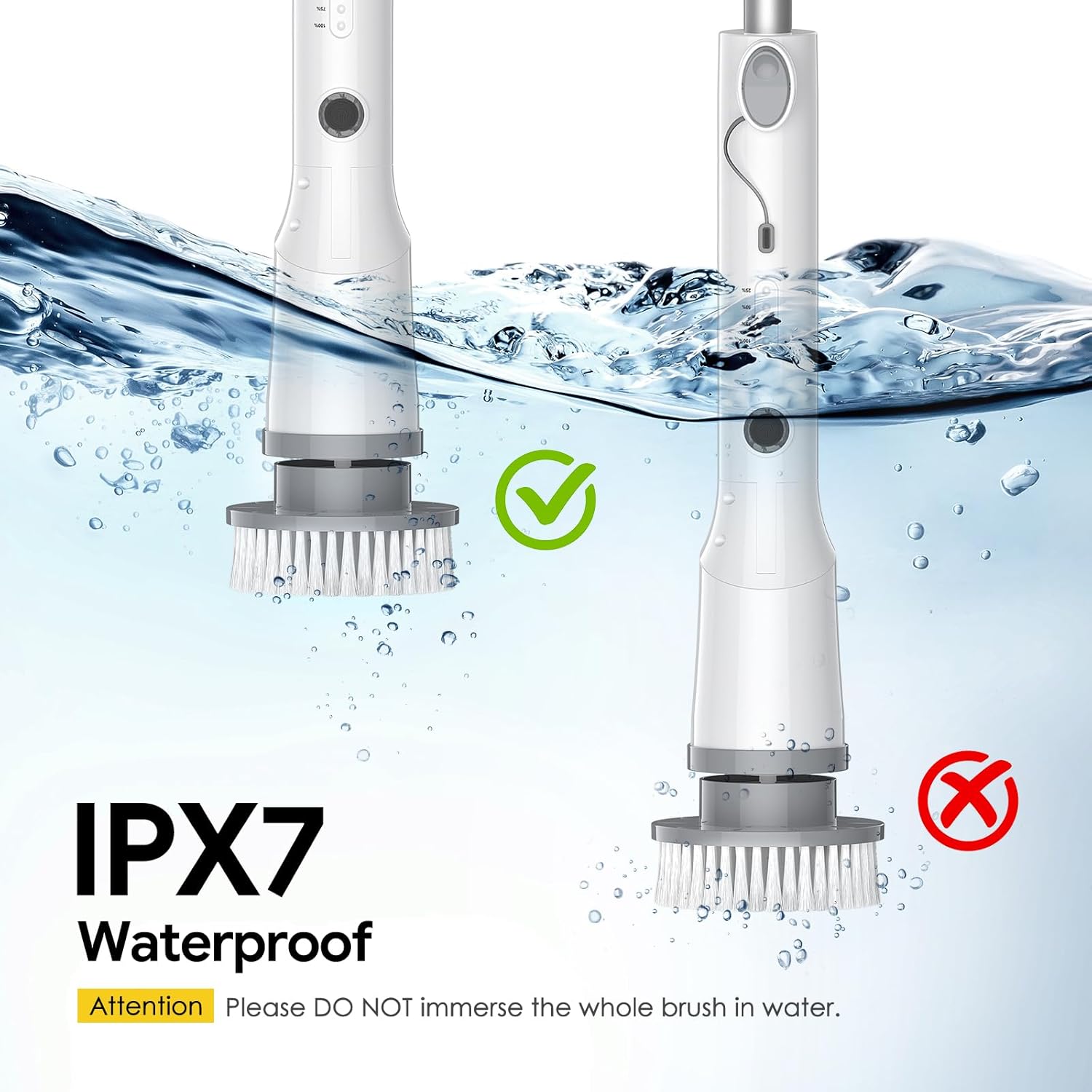 Electric Spin Scrubber, 2026 New Cordless Cleaning Brush, Shower Cleaning Brush with 7 Replaceable Brush Heads, Power Scrubber 3 Adjustable Speeds, Detachable Long Handle & IPX7 Waterproof