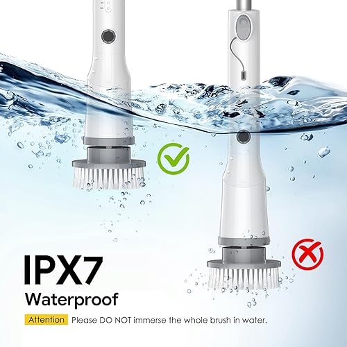 Miniatura 4 de Cepillo eléctrico giratorio 2025, nuevo cepillo de limpieza inalámbrico, cepillo de limpieza de ducha con 7 cabezales de cepillo reemplazables,