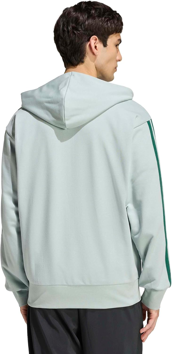 Adidas Men's Essential Three Stripes French Terry Full Zip Hoodie 3XL Wonder Sage/Collegiate Green
