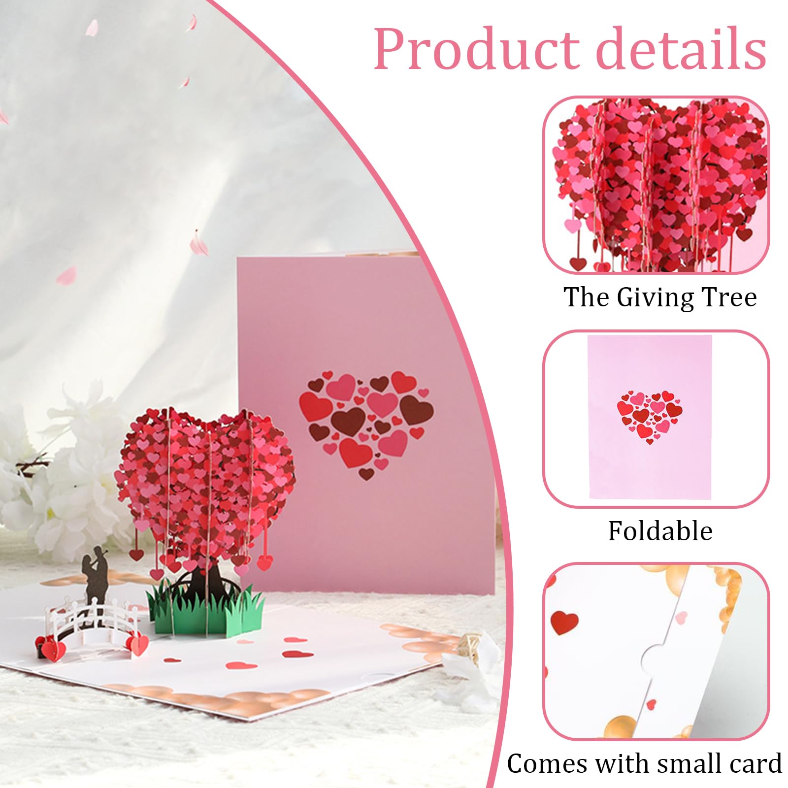 Biglietto Auguri Matrimonio 3D A Forma Di Albero Dell'Amore - Pop-up Con Busta - Romantico Per Anniversario, San Valentino, Festa Della Mamma - 4