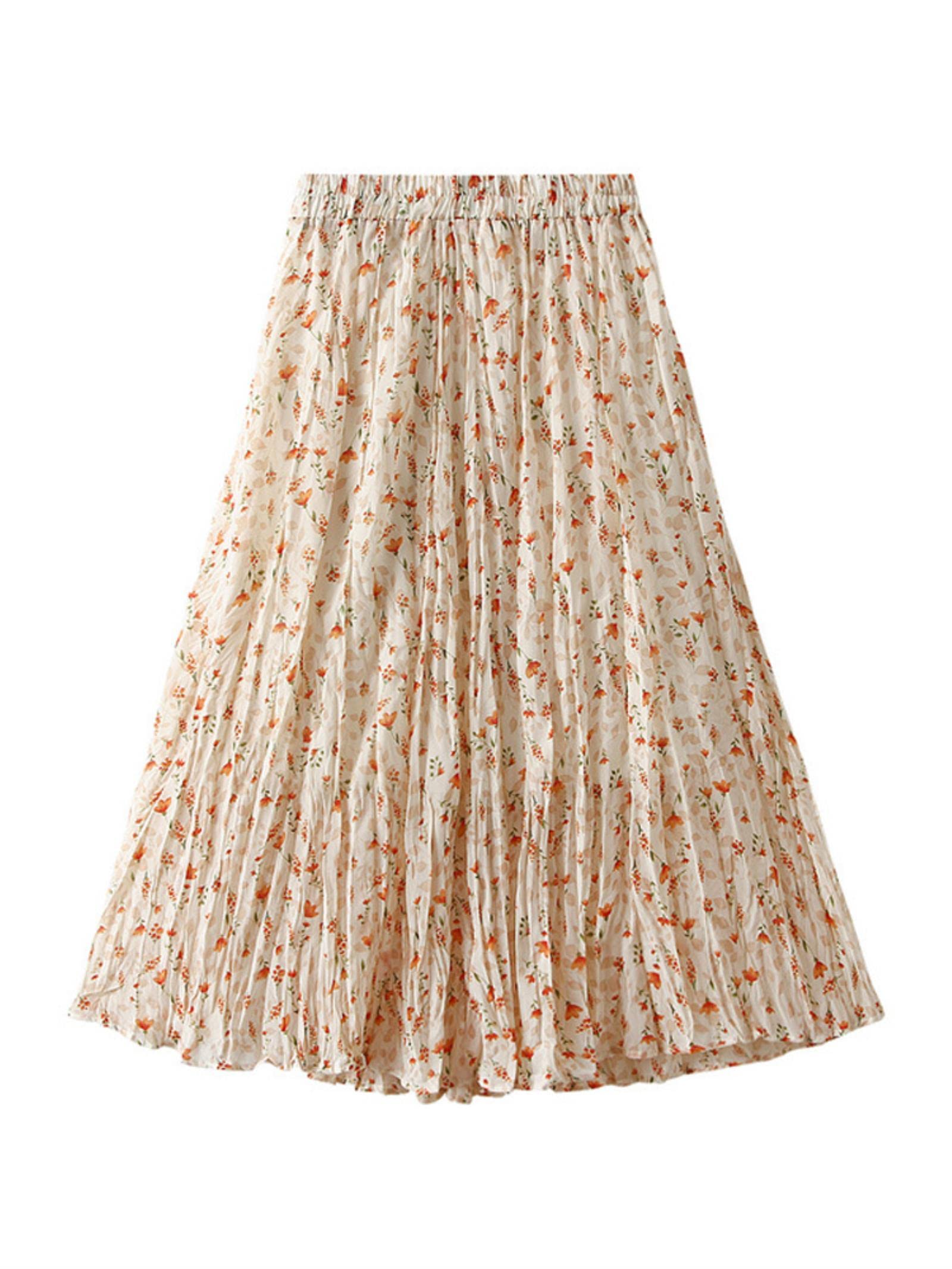 Gonna Gonna Floreale Stretch High Vita Gonna A-Line Chiffon Gonna Vintage Gonna A Pieghe da Donna