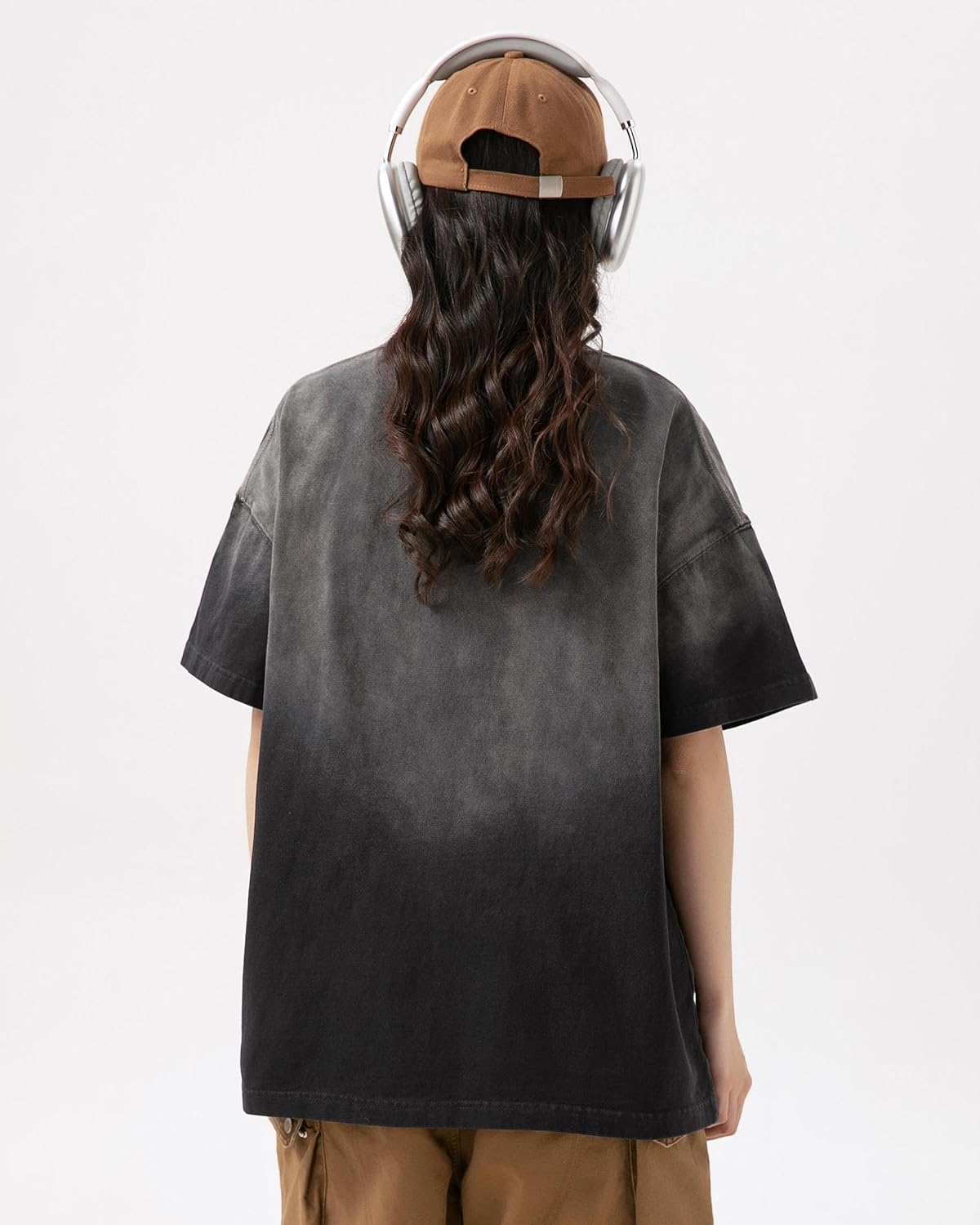 Unisex Cotton T Shirt Gradient Dyeing T Shirts Loose Fit Vintage T-Shirt Oversized Streetwear for Outdoor Wear - Image 4