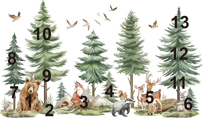 Vinilos decorativos wondever árbol bosque animales oso ciervo para pared miniatura 6
