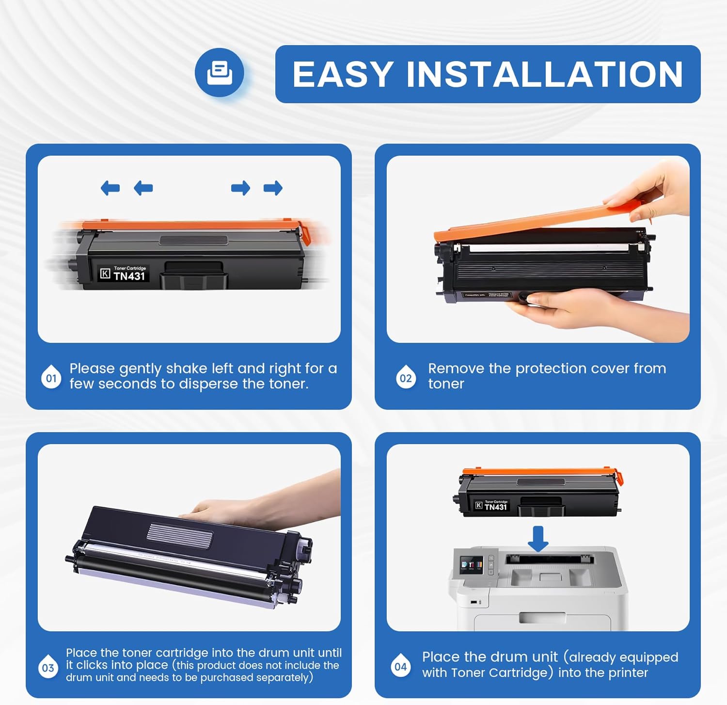 TN431BK TN-431BK Black Toner Compatible TN431 TN-431 TN 431BK Black Toner Cartridge Replacement for Brother TN431 TN-431 TN431BK MFC-L8900CDW MFC-L8610CDW Toner Cartridge (2-Pack).
