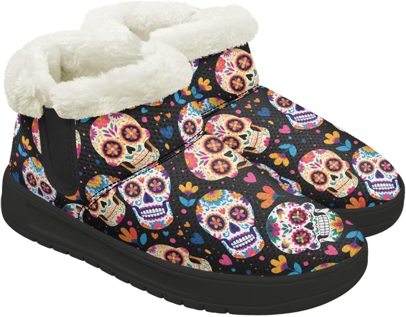 Snow Boots for Women Fur Lined Warm Winter Boots Slip-on Non-slip Ladies Winter Shoes Size 4.5-12