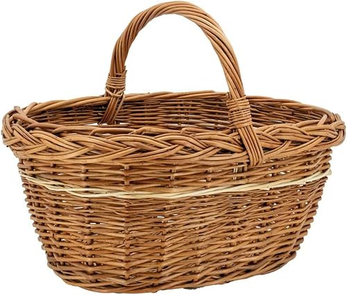 Aubry Gaspard Panier à bûches osier blanchi ovale 70 L
