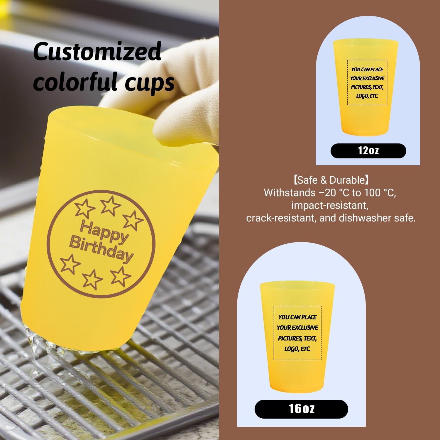 50 Custom Wedding Party Cups Frosted Disposable,12oz 16oz Personalized Color Frother Cup,Elegant Letter Pattern Design Combination,For Birthdays, Anniversaries, Parties,Gatherings (white,16 oz)