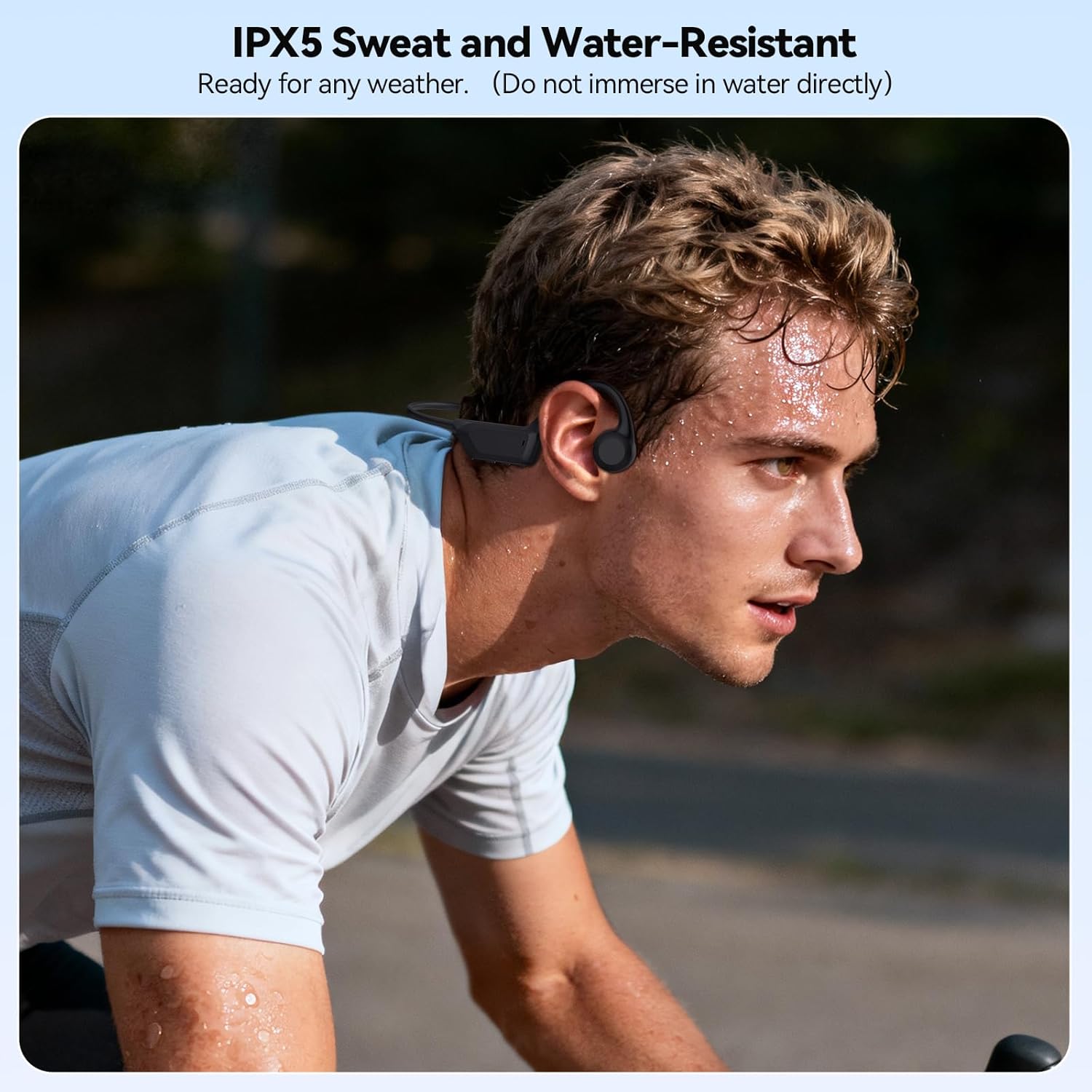 TECKNET Bone Conduction Headphones, Bluetooth V6.0 Open Ear Wireless Headphones, 10H Playtime & IPX5 Sweat Resistant, Secure Comfortable Fit Built-in Mic, Sports Earbuds for Running & Workout, Black - Image 5