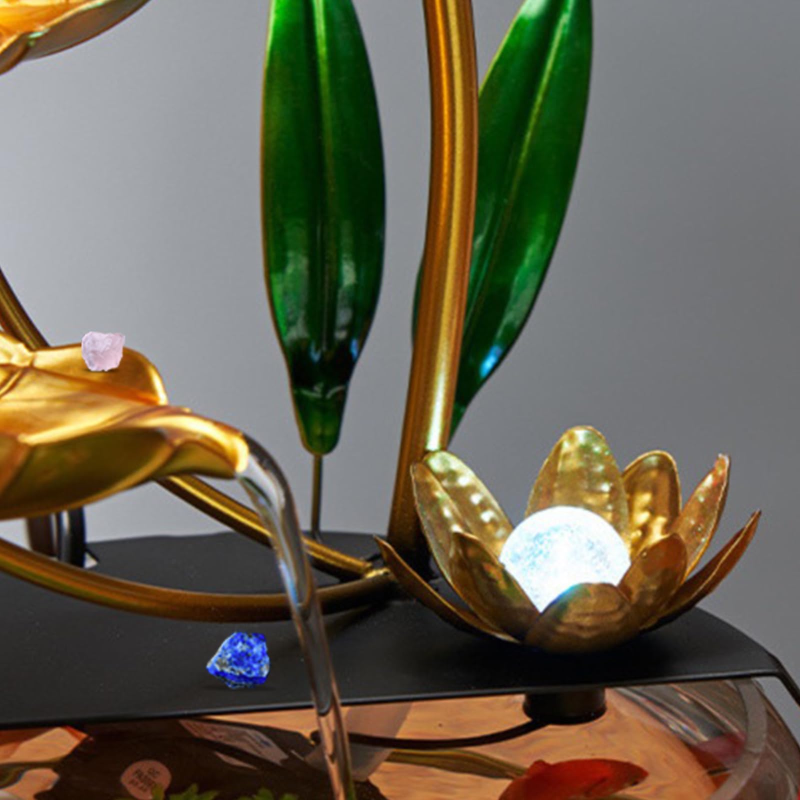Fontana da tavolo per interni con cascata di loto a 5 livelli, decorazione tranquilla per acquari con luci a LED e pompa silenziosa, decorazione per la casa Feng Shui per meditazione e relax (uno