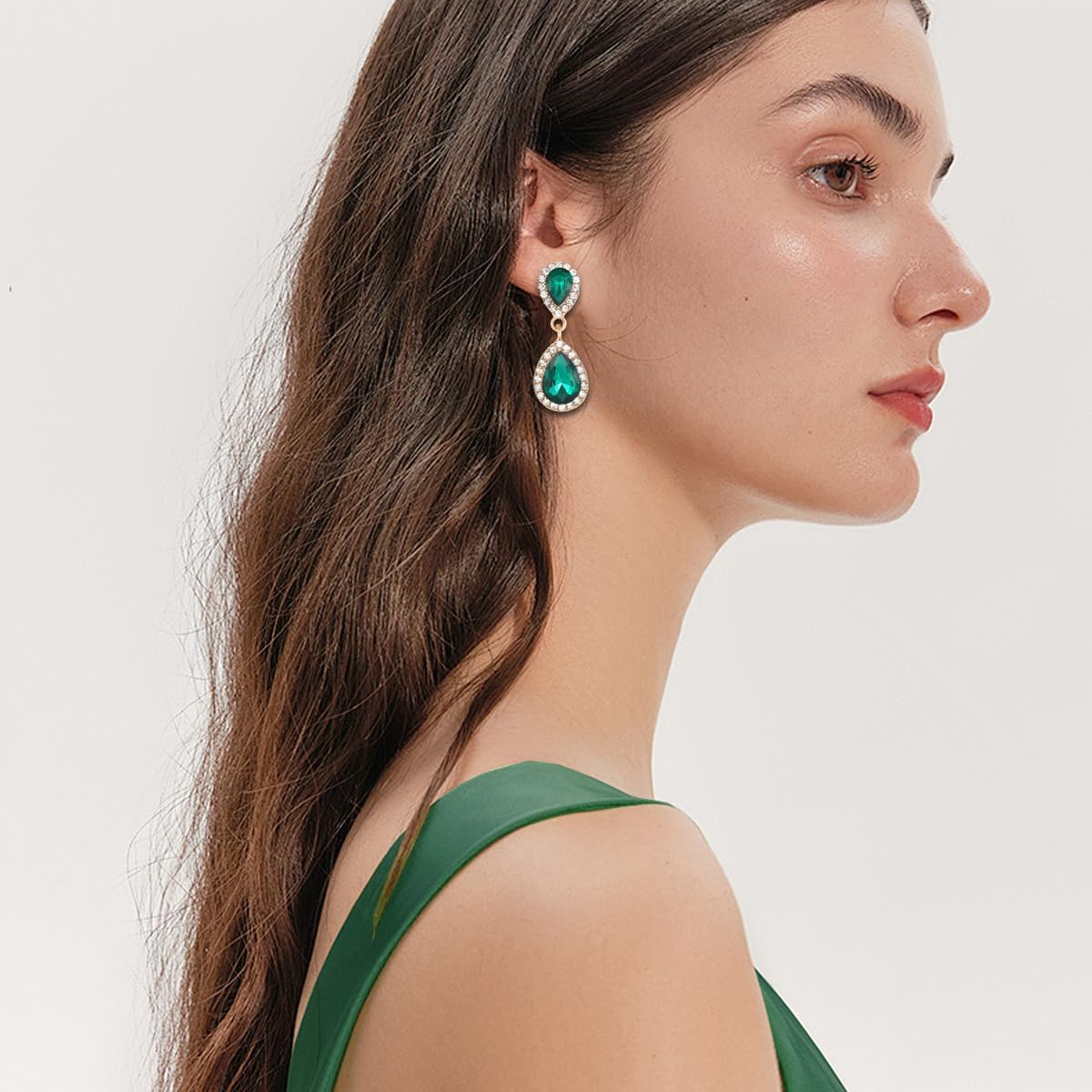 Vintage Rhinestone Teardrop Dangle Earrings Sparkle Crystal Bridal Earrings for Brides Bridesmaides Statement Drop Earrings for Women Wedding Formal Prom - Image 6