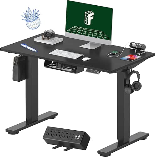 FLEXISPOT EN2 Whole-Piece Standing Desk with Clamp Power Strip, 40