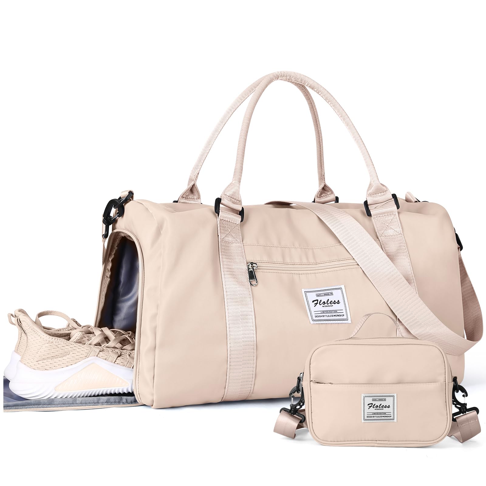 WISEPACKGym Bag Womens Mens with Shoes Compartment and Wet Pocket,Travel Duffel Bag for Women for Plane,Sport Gym Tote Bags with Toiletry Bag,Waterproof Weekend Overnight Bag Carry on Bag Hospital Holdalls