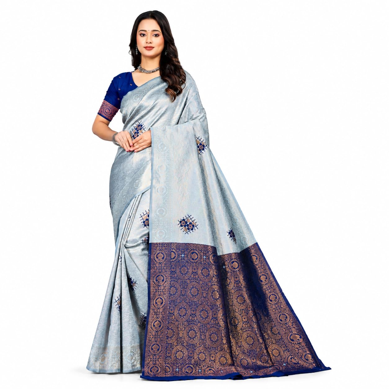 Fashion Women's Kanjivaram Style Soft Silk Banarasi Sarees With Blouse Piece For Women Pure Soft Silk Saree With Blouse Piece For Wedding-picture-59