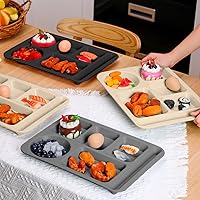 Vista 2 de Pinkunn 12 Pcs 14'' Large Divided Plates Unbreakable Wheat Straw Lunch Trays 6 Compartments Cafeteria Trays Microwave Dishwasher Safe Food Separator