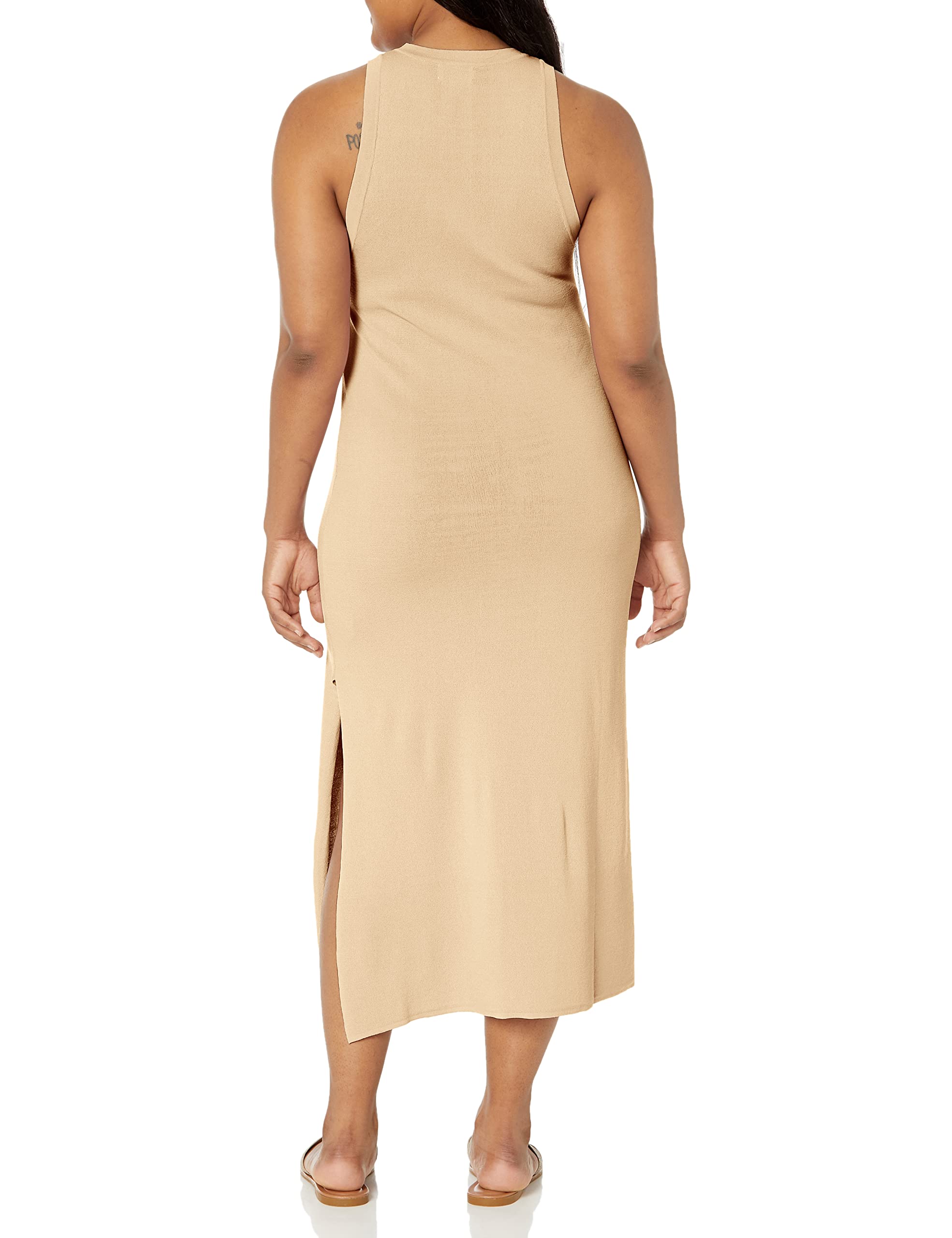 The Drop Women's Gabriela High Neck Cut-in A-line Side-Slit Maxi Sweater Dress