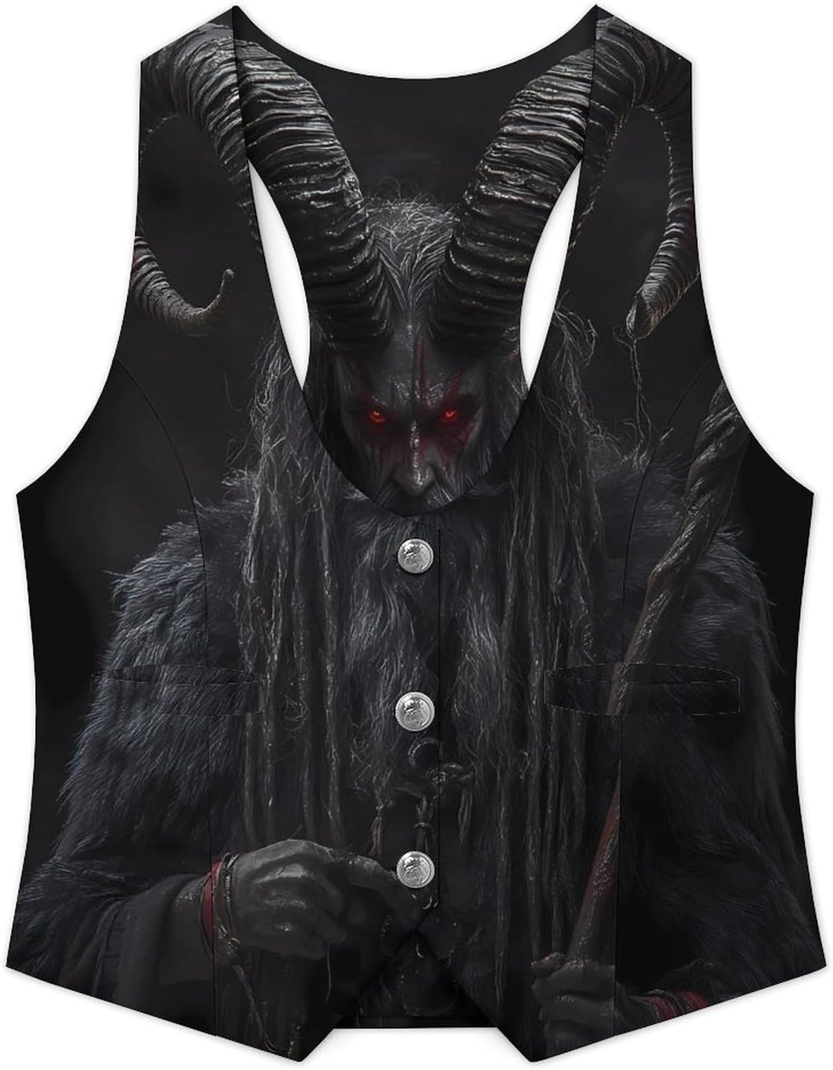 Devil Krampus Women's Tuxedo Waistcoat Suit Vest | 3 Button V-Neck Slim Fit Casual Sleeveless Top