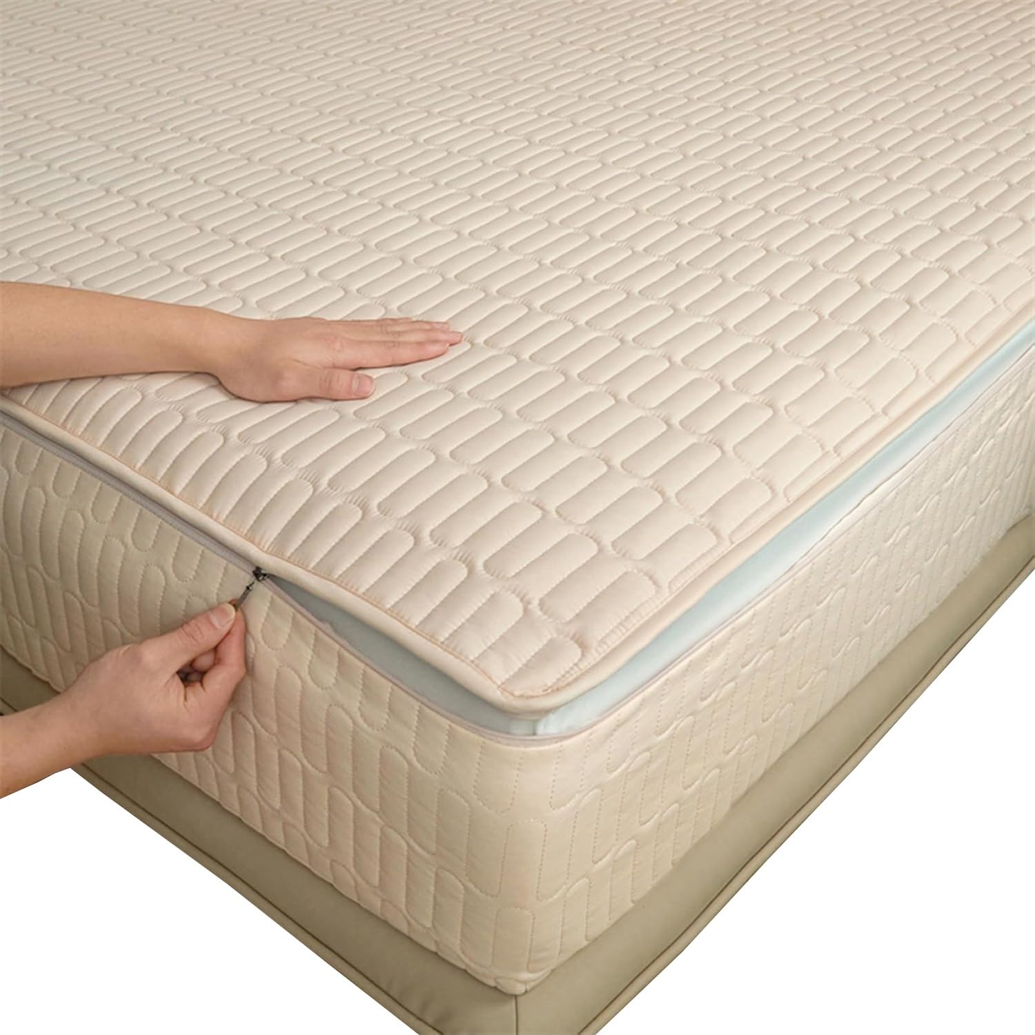 Ochraniacz na materac premium zapinany na zamek błyskawiczny, grube, oddychające, 90 x 200, 135 x 190, 150 x 190 cm, konfigurowalne, 5-stronne pokrycie, idealny do głębokich materacy (szary, 160 x 200