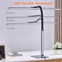 Vista 8 de G Keni 3400LM Ultra Bright LED Desk Lamp with Clock for Home Office, 31.5″W x 27″H, 25W Auto-Fill Brightness Desk Light with Timer, Touch Gooseneck