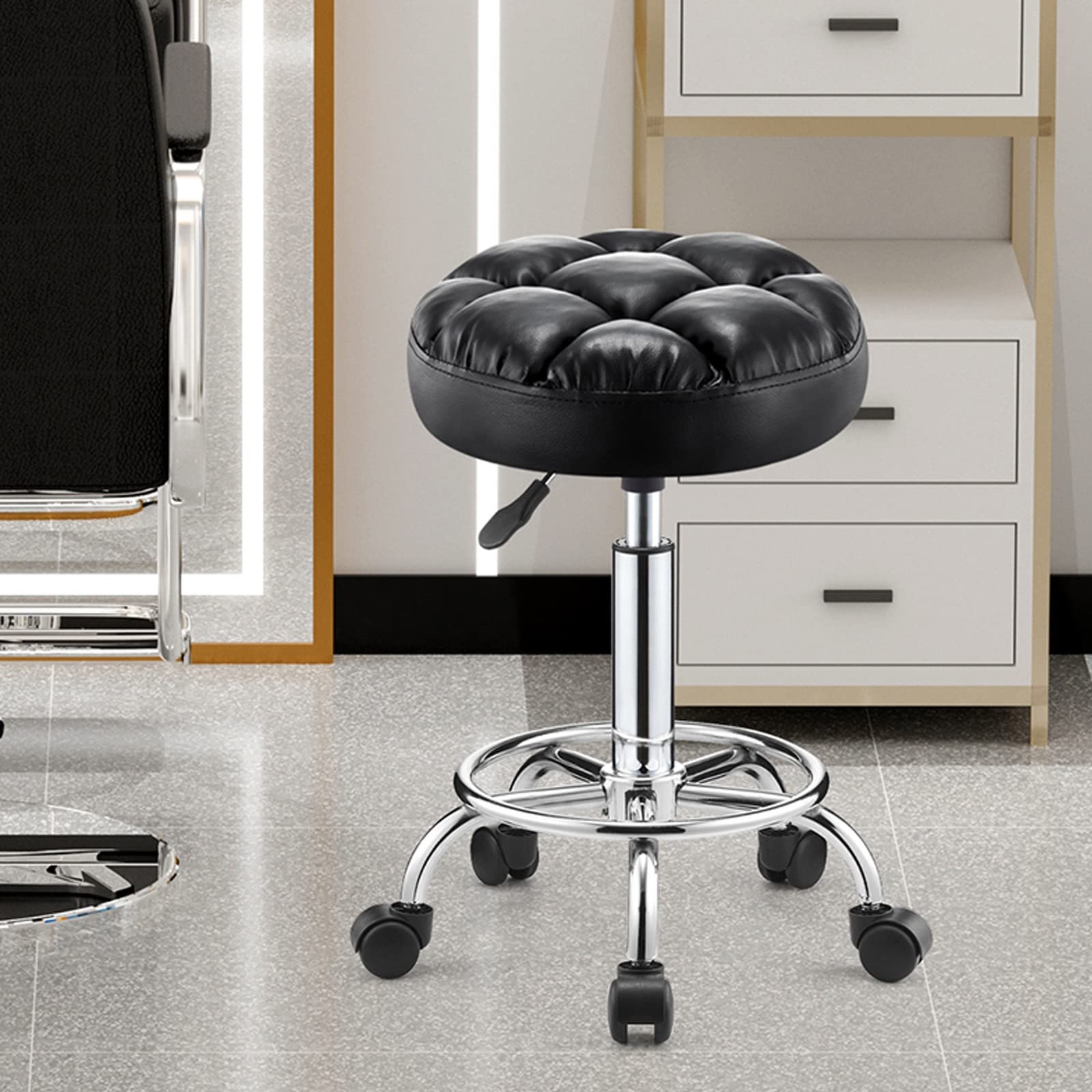 黒い円形スツール キャスター付き B 黒い円形スツール キャスター付き B 楽天市場】丸椅子 スツール